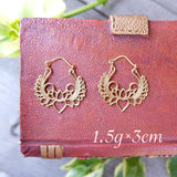 Small Lotus Design Brass Hoop Earrings
