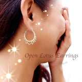 Lotus Flower Ethnic Design Medium Earrings