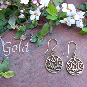 Open Lotus Design Small Brass Earrings
