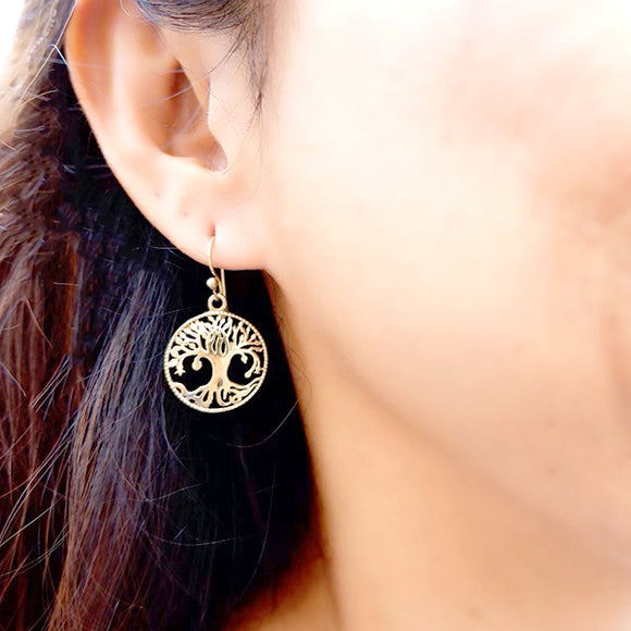 Small Tree of life Brass Earrings