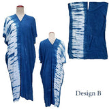 Indigo tie dye short kaftan dress