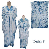 Indigo tie dye short kaftan dress
