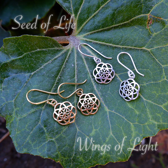Seed of Life Design Small Brass Earrings
